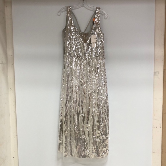 MARC JACOBS NWT SLVER SEQUIN MIDI GOWN SIZE 4 - Picture 1 of 6